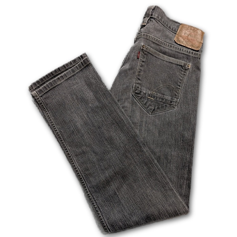 Levi's Mens 34x34 Jeans 514 Gray Slim Straight Denim Stretch Dark Wash